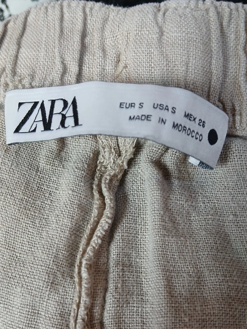 Zara Men's Linen-Blend Drawstring Pants — Beige